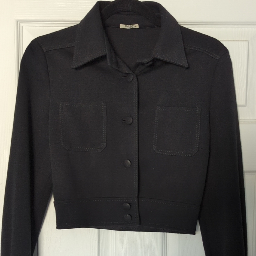 Vintage Miu Miu - Black Cropped Jacket Top